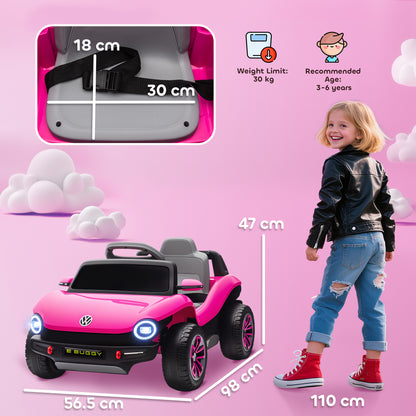 Volkswagen Licensed Kids Electric Car with Remote Control for Ages 3-6 Years, Pink