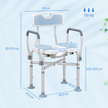 Aluminium Shower Chair, with Padded Seat - Light Blue