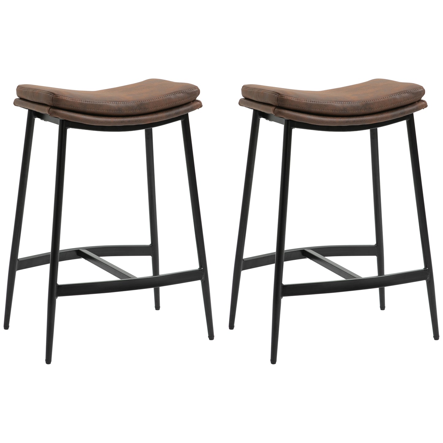 Breakfast Bar Stools Set of 2, Microfibre Upholstered Barstools