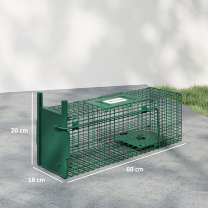 Metal Rat Trap with Single Door, for Small Animals, Dark Green
