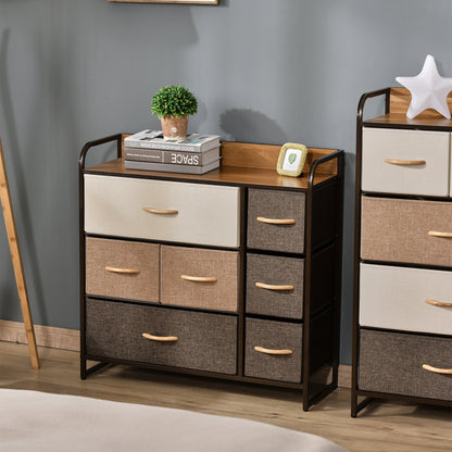 Chest of Drawers with 7 Foldable Drawers, 3-Tier Fabric Bedroom Dresser, Clothes Storage Unit for Bedroom, Living Room