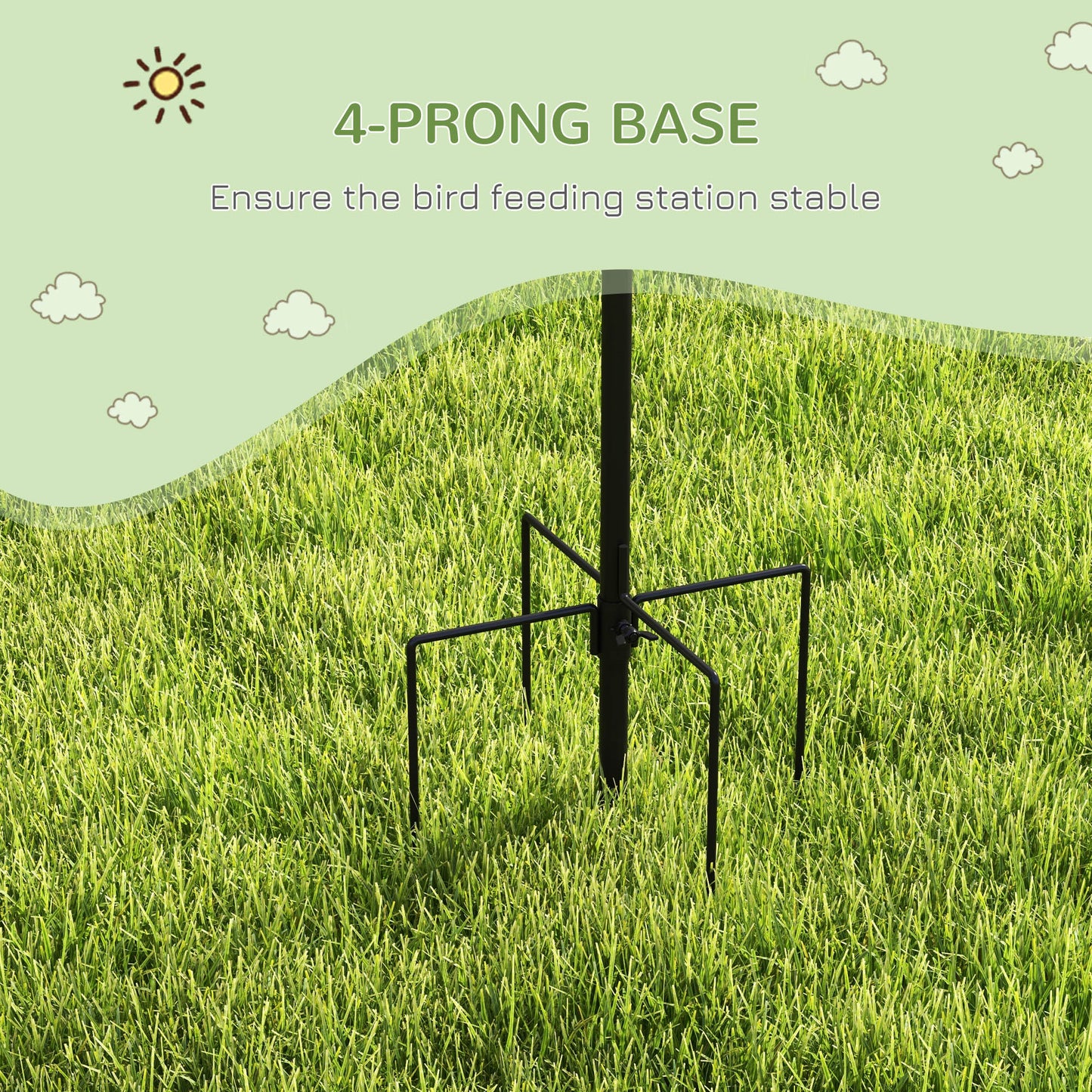 Bird Feeding Station Kit, Wild Bird Feeder Pole with 6 Hooks, 4 Hanging Feeders for Peanuts, Seed, Fat Balls, for Garden
