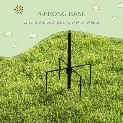Bird Feeding Station Kit, Wild Bird Feeder Pole with 6 Hooks, 4 Hanging Feeders for Peanuts, Seed, Fat Balls, for Garden