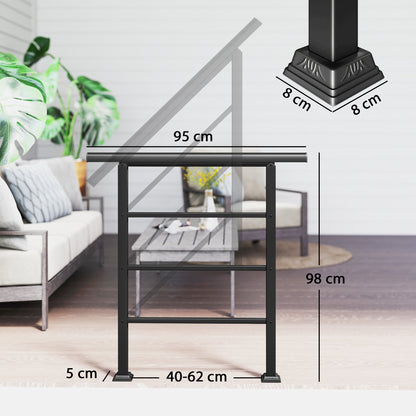 Outdoor Handrail for Stairs, 0°-45° Adjustable Wrought Iron Exterior Handrail, Fit 1 to 3 Steps Stair Railing