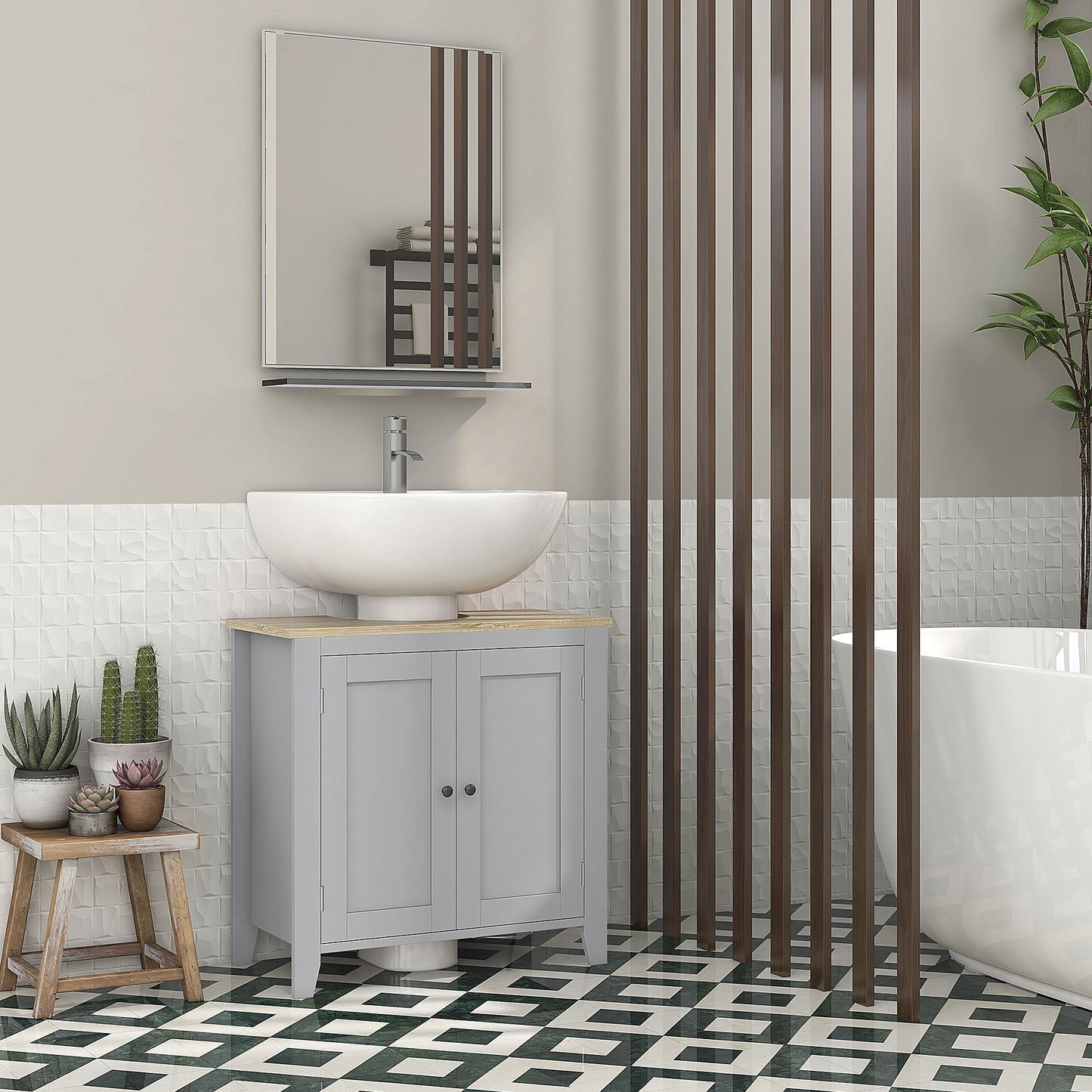 Under Sink Cabinet, Bathroom Sink Cabinet with 2 Doors, Pedestal Under Sink Design