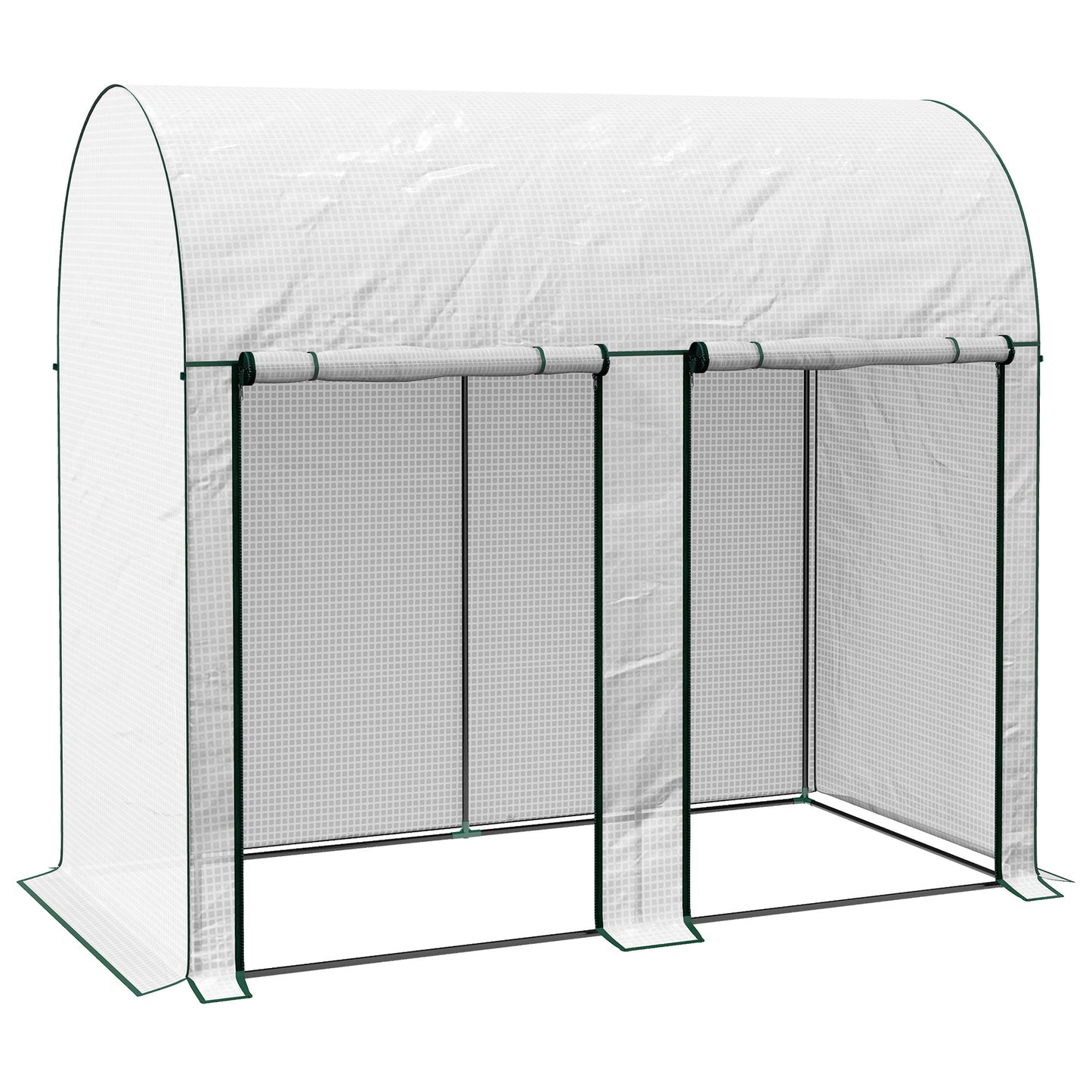 200 x 100cm Walk-In Greenhouse, with Zipped Doors - White