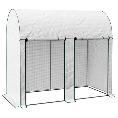 200 x 100cm Walk-In Greenhouse, with Zipped Doors - White