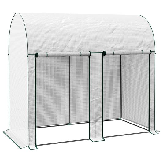 200 x 100cm Walk-In Greenhouse, with Zipped Doors - White
