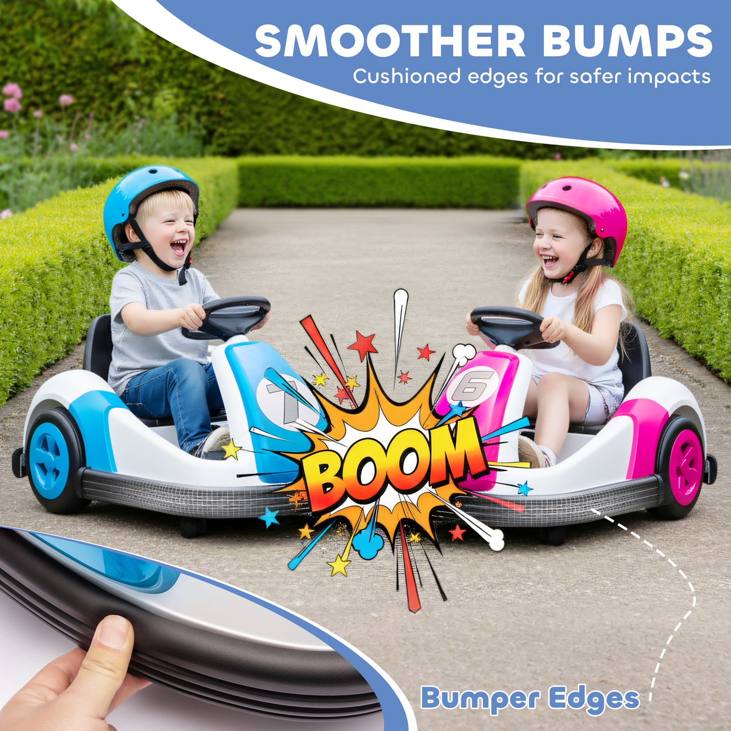 Kids Bumper Car with 360-Degree Rotation, 6V Electric Ride On Car with Music and Horn for 3-8 Years Old, Blue