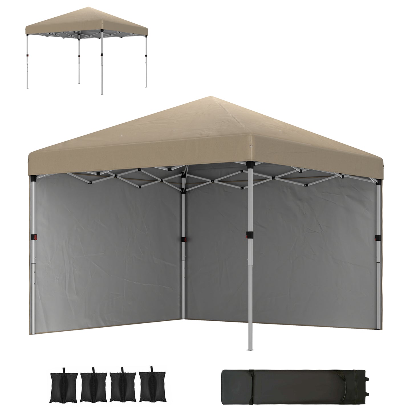 3 x 3 (M) Pop Up Gazebo, UPF 30+ with 2 Sidewalls, Leg Weight Bags and Wheeled Bag