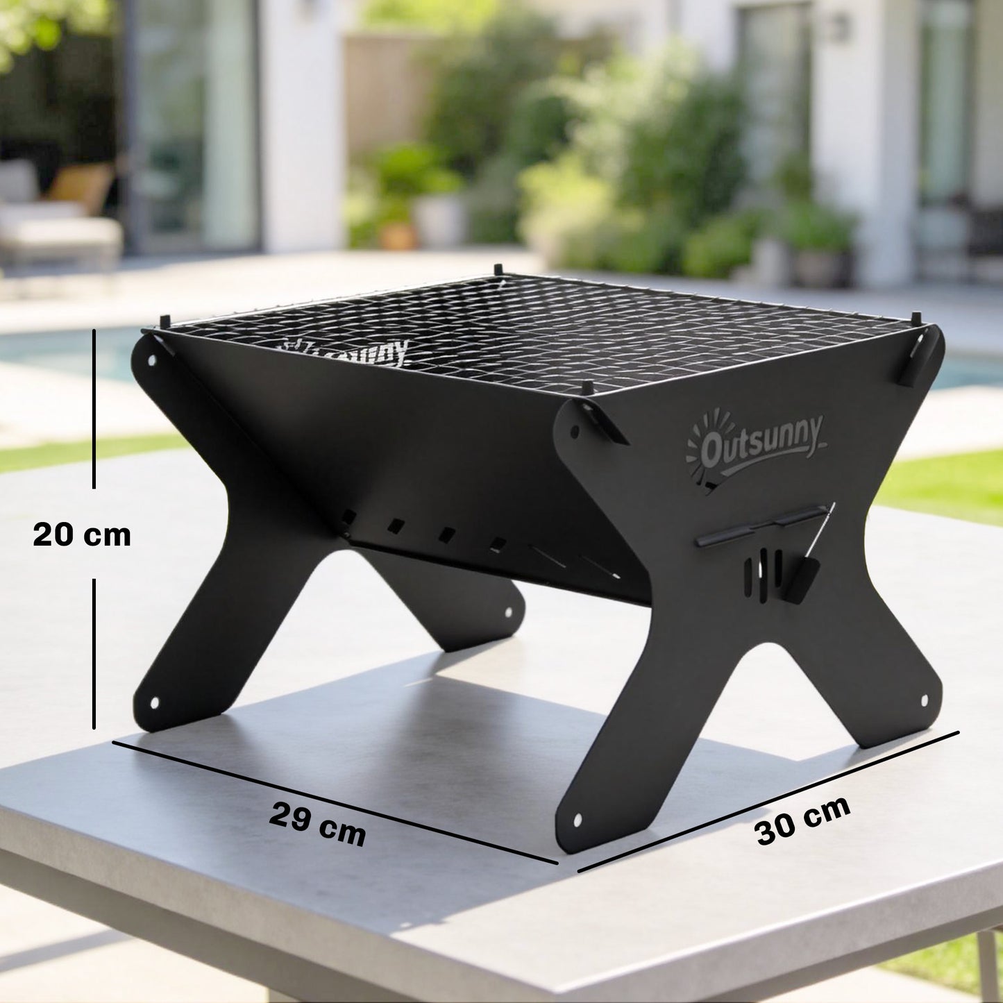 2-In-1 Portable BBQ Grill and Camping Fire Pit, Tabletop Charcoal Barbecue Grill with Gripper, Gloves and Carry Bag