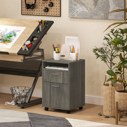 Filing Cabinet, Mobile File Cabinet with 2 Drawers, Office Home Organiser on Wheels for A4, Letter-Size File Folders