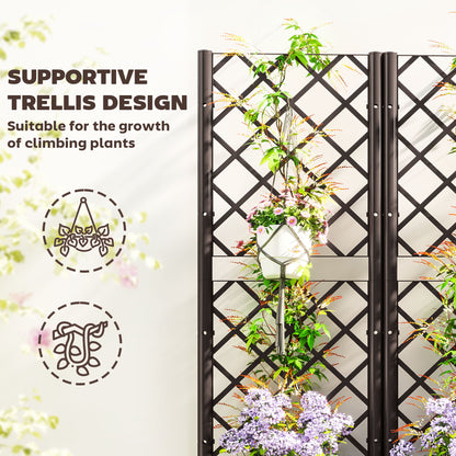 Raised Garden Bed with Trellis, Plastic Planter Box with Drainage Holes