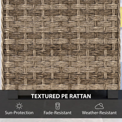 Outdoor Coffee Table with Storage Shelf, PE Rattan Side Table with Slatted Top and Foot Pads, Light Brown