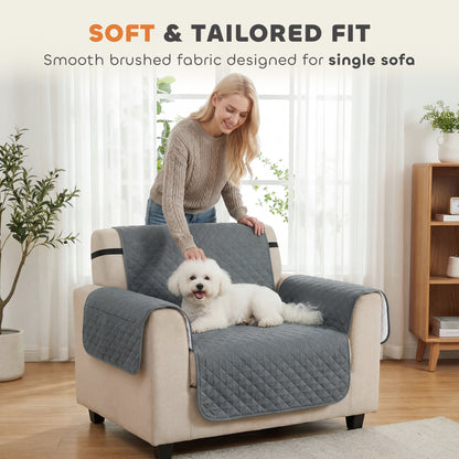 Waterproof Sofa Cover, Soft Couch Cover for Dogs Cats Pets, Non Slip Sofa Slipcoevr with Elastic Straps