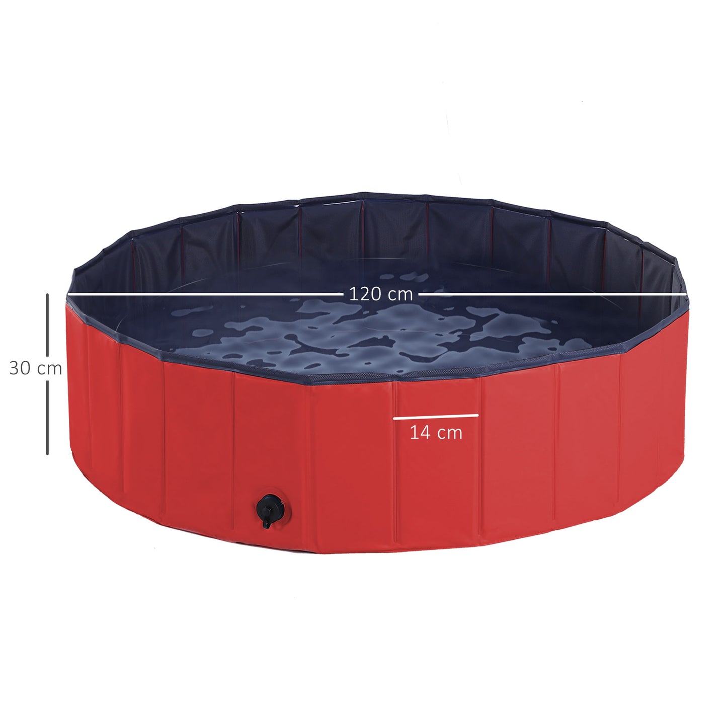 Dog Paddling Pool, Foldable Dog Pool, Leakproof & Hard Plastic, Portable Pet Bathtub with Non-Slip Base & Drainage Hole