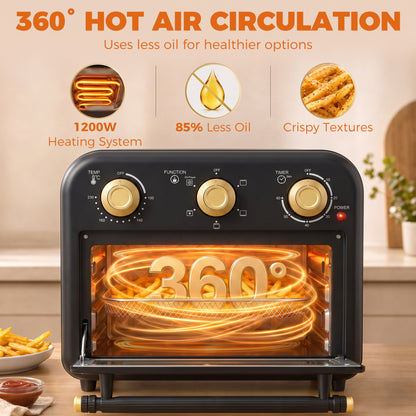 Air Fryer Toaster Oven, Convection Countertop Oven, with Adjustable Temperature and Timer, 12 L, Black
