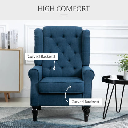 Retro Wingback Tufted Button Accent Armchair with Soft Cushioned Back & Seat - Navy