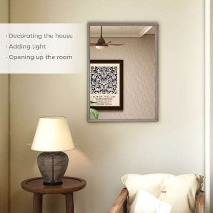 Wall Bathroom Mirror, 50 x 70 cm Wall-Mounted Mirror for Living Room, Bedroom, Hallway, Grey