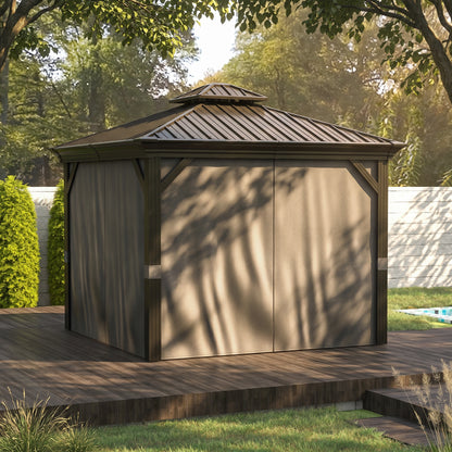 3.65 x 3m Aluminium Hardtop Gazebo, with Accessories - Dark Grey