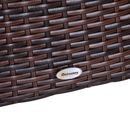 Rattan Outdoor Coffee Table, Wicker Garden Patio Bistro Side Table with Umbrella Hole and Storage Space for Balcony, Porch