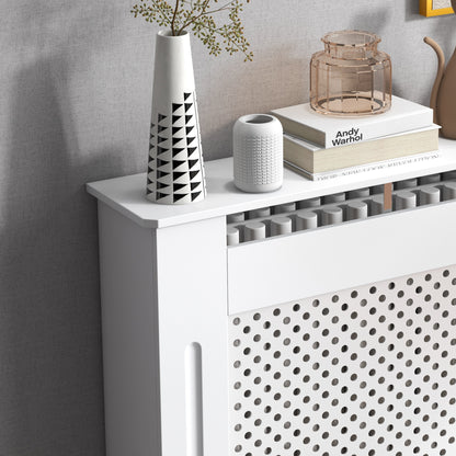 Wooden Radiator Cover Heating Cabinet Modern Home Furniture Grill Style White Painted (Small)