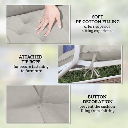 Garden Bench Cushion, 2 Seater Swing Chair Cushion, Seat Pad with Ties for Indoor and Outdoor Use, 110 x 120 cm
