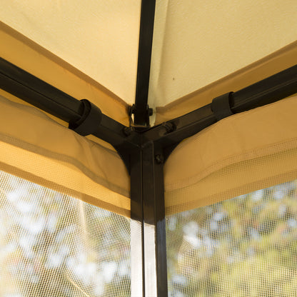 3(m) x 3(m) Garden Gazebo, Double Roof Outdoor Gazebo Canopy Shelter with Netting, Solid Steel Frame, for Garden