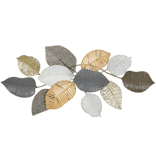 Metal Wall Art, Modern Hanging Wall Decor with Unique Leaf Design for Living Room Bedroom Entryway