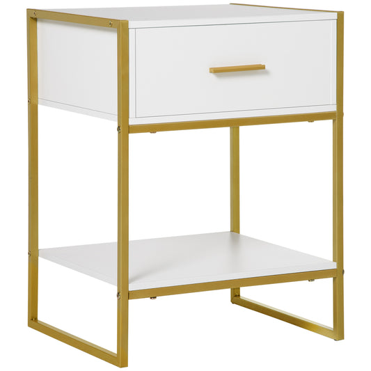 Modern Bedside Table - White