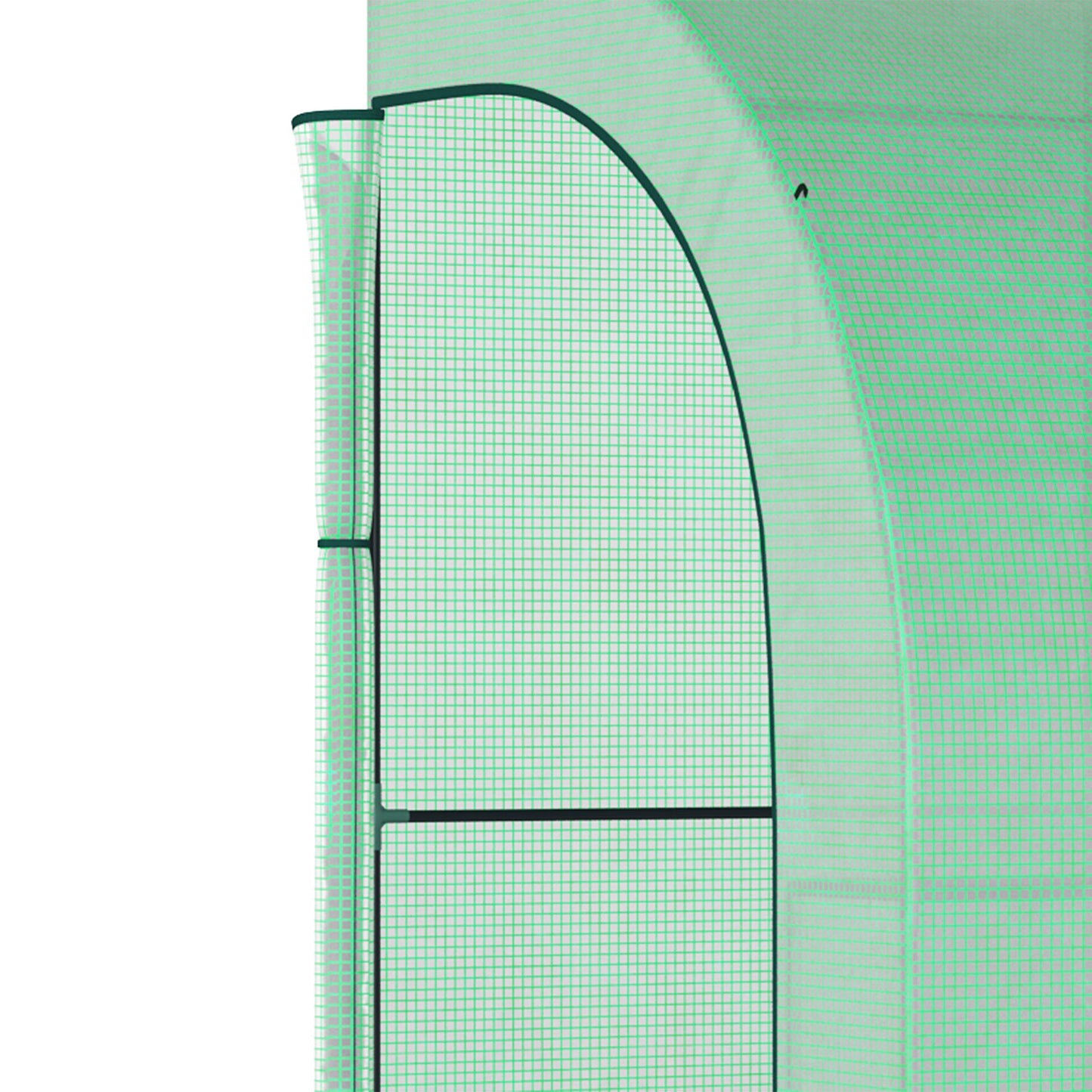 Walk-In Lean to Greenhouse with Windows and Zippered Doors, 2 Tiers 6 Wired Shelves 300L x 150W x 213Hcm Green
