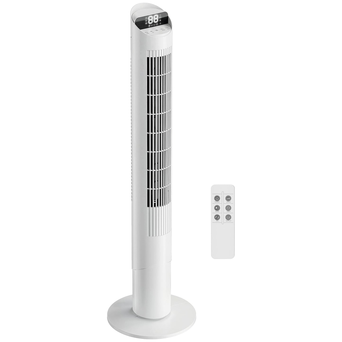 Tower Fan with WiFi App Control Standing Floor Cooling Fan Remote Control 101.8 cm White