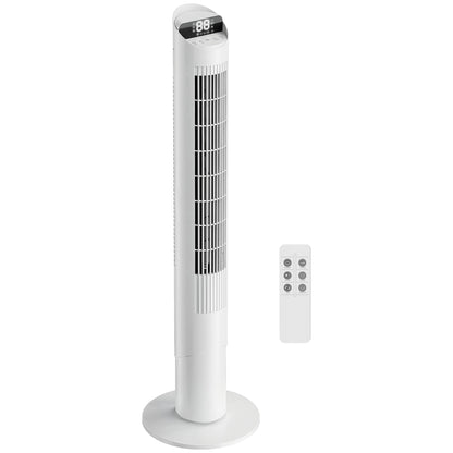 Tower Fan with WiFi App Control Standing Floor Cooling Fan Remote Control 101.8 cm White