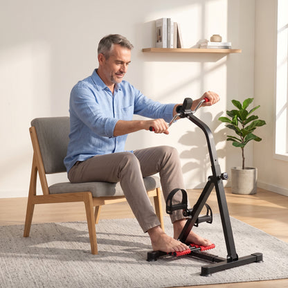 Portable Exercise Bike for Home Pedal Exerciser Height-adjustable 56L x 44- 56W x 75- 97H cm Black and Red