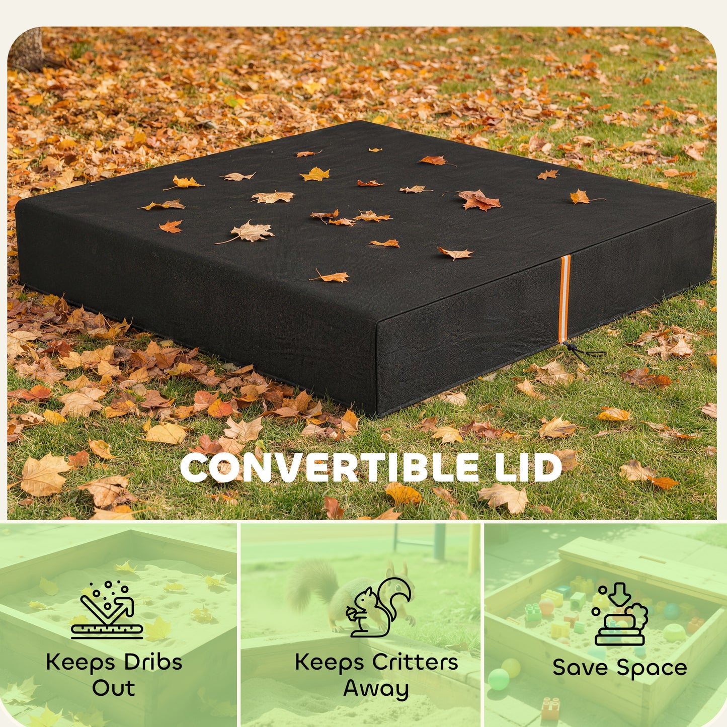 Sandbox Cover, Square Sandpit Cover Waterproof Dustproof UV Protection, Sandbox Canopy with Drawstring and Elastic Band