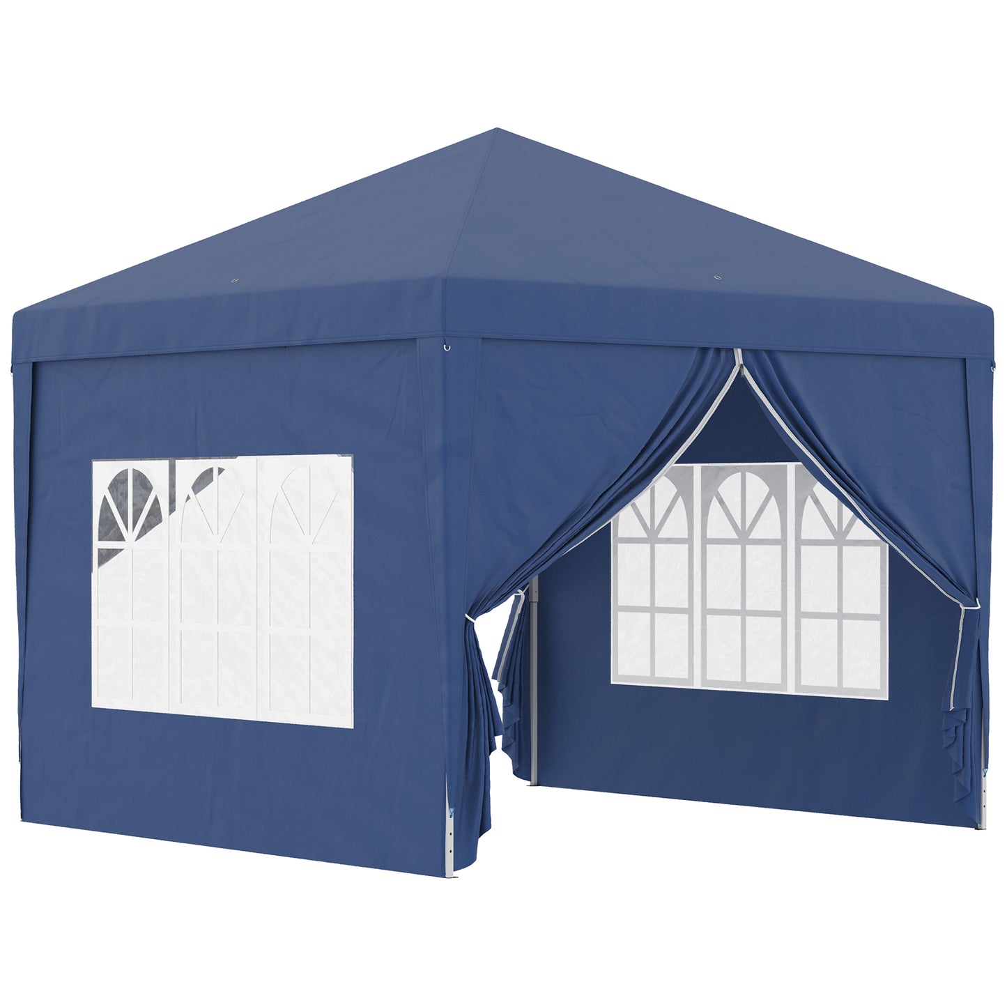 3x3(m) Pop-Up Gazebo, with Curtain Walls and Windows, Blue