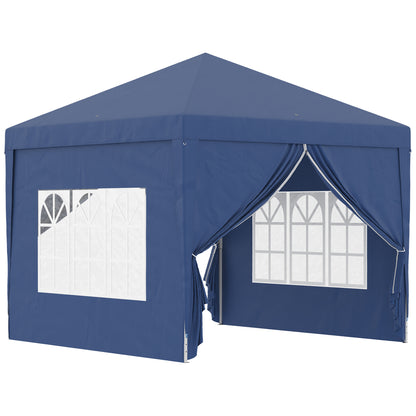 3x3(m) Pop-Up Gazebo, with Curtain Walls and Windows, Blue