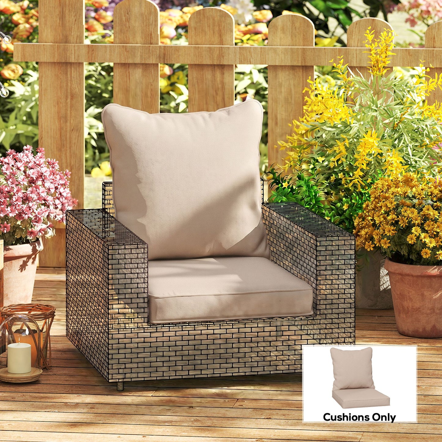 Seat and Back Padded Cushion Set, CUSHION ONLY - Beige