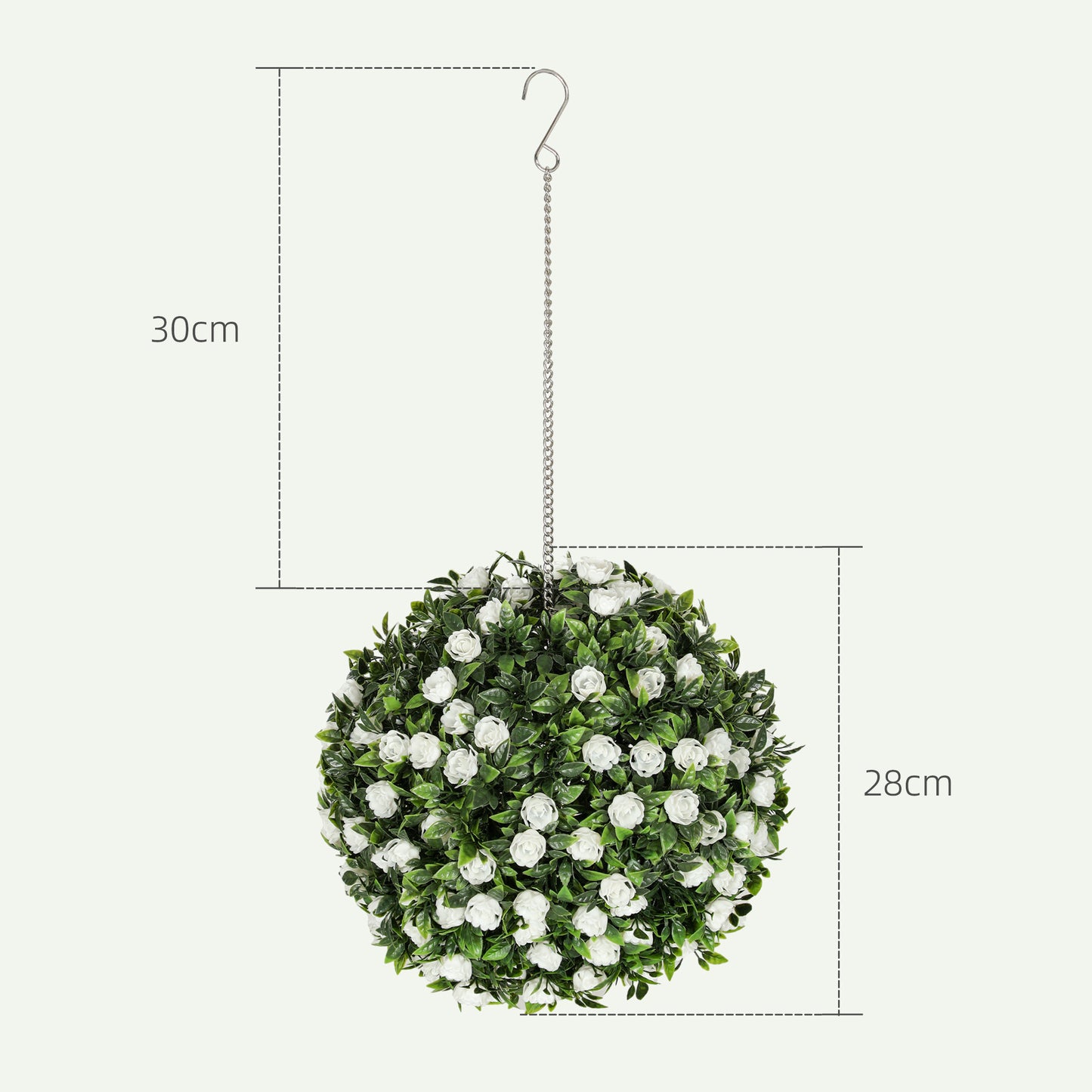 Set of 2 Decorative Artificial Plants, UV-protected Artificial Plant Topiary Rose Balls