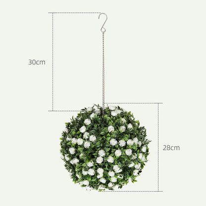 Set of 2 Decorative Artificial Plants, UV-protected Artificial Plant Topiary Rose Balls