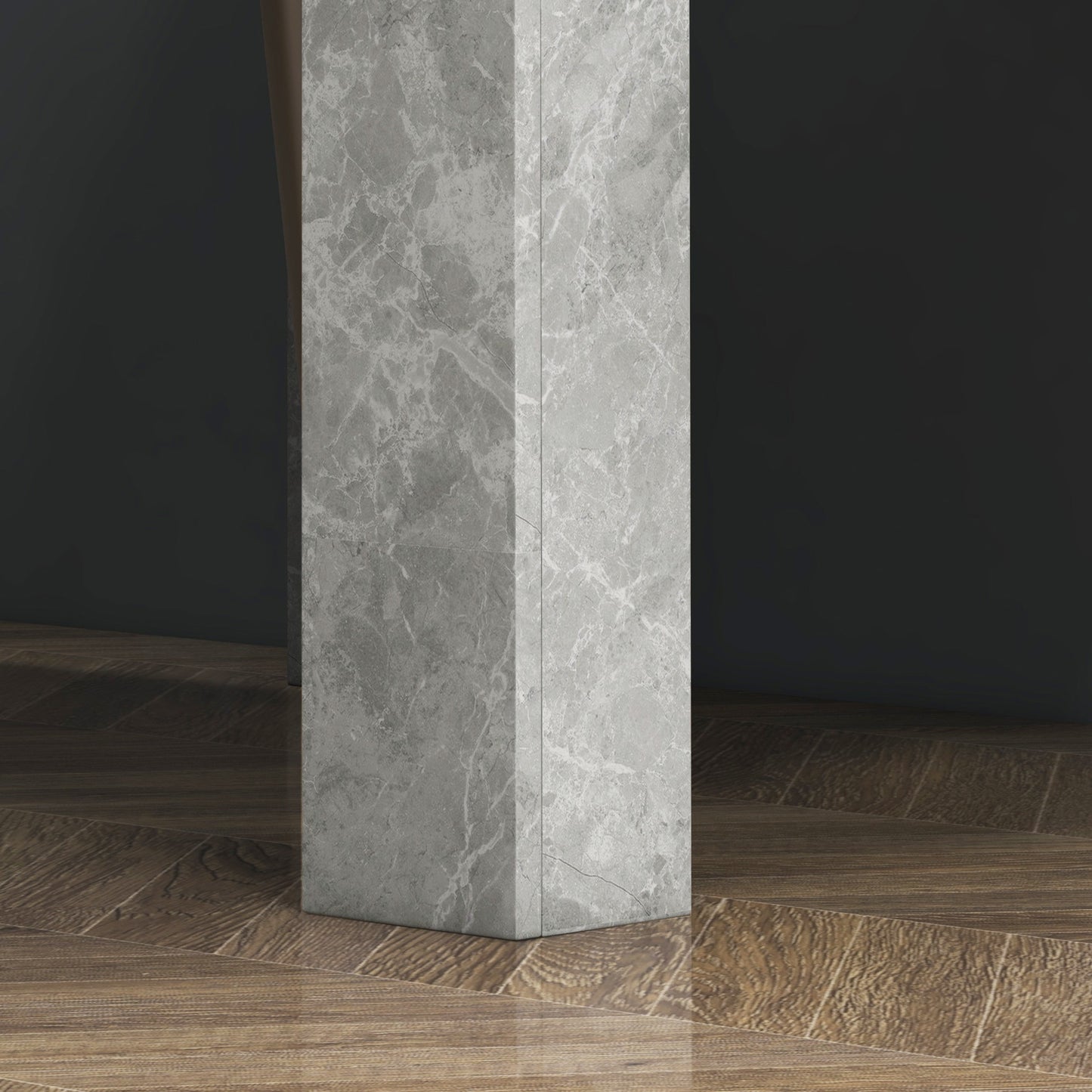 Square Dining Table, Modern Small Dining Table with Faux Cement Effect, Space Saving, Non-slip Foot Pads, Cement Grey