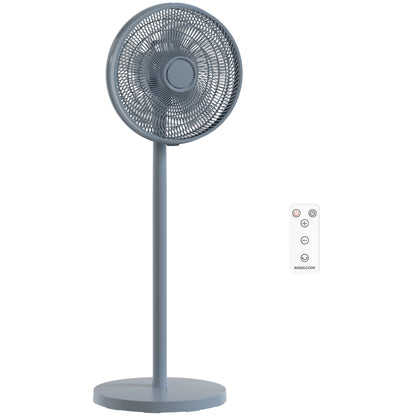 40 cm Standing Fan, Cooling Floor Fan with 80° Oscillating, Adjustable Tilt and Height, 4 Speed, Remote Control, Grey