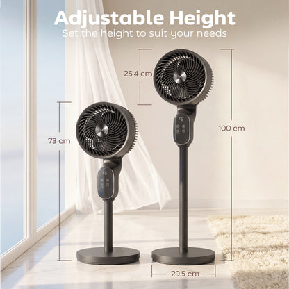 20 dB Silent Standing Fan for Bedroom, 39in Pedestal Fan with Remote, Oscillating, 8 Speeds, Adjustable Height, Black
