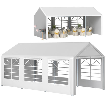 6m x 3m Garden Gazebo Marquee Wedding Shelter Level 4 Wind Protection, White