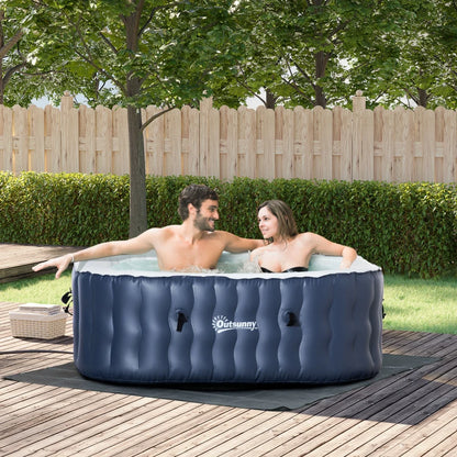 Square Inflatable Outdoor Bubble Spa Hot Tub with Pump, Cover and Filter Cartridges