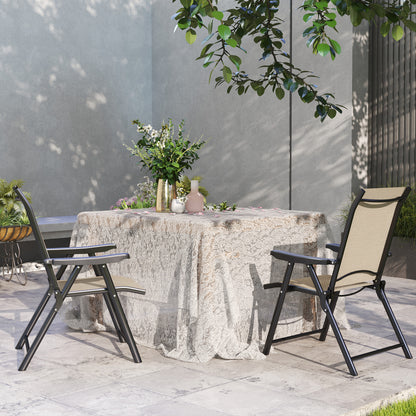 Set of Two Folding Outdoor Chairs - Brown/Black