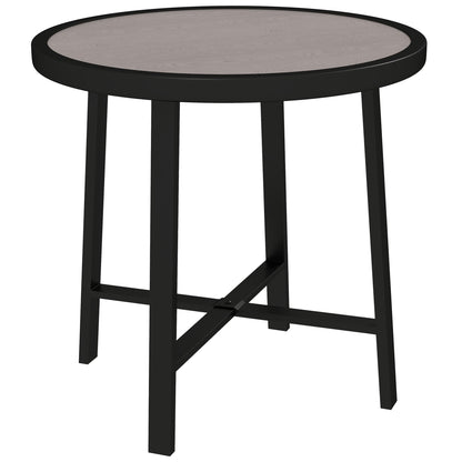 Round Small Garden Table, 50.5cm Outdoor Side Table with SPC Tabletop, Metal Frame and Anti-slip Foot Pads for Garden