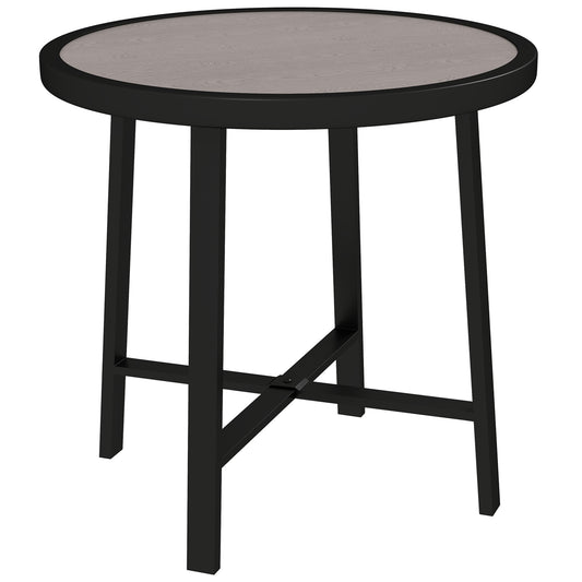 Round Small Garden Table, 50.5cm Outdoor Side Table with SPC Tabletop, Metal Frame and Anti-slip Foot Pads for Garden