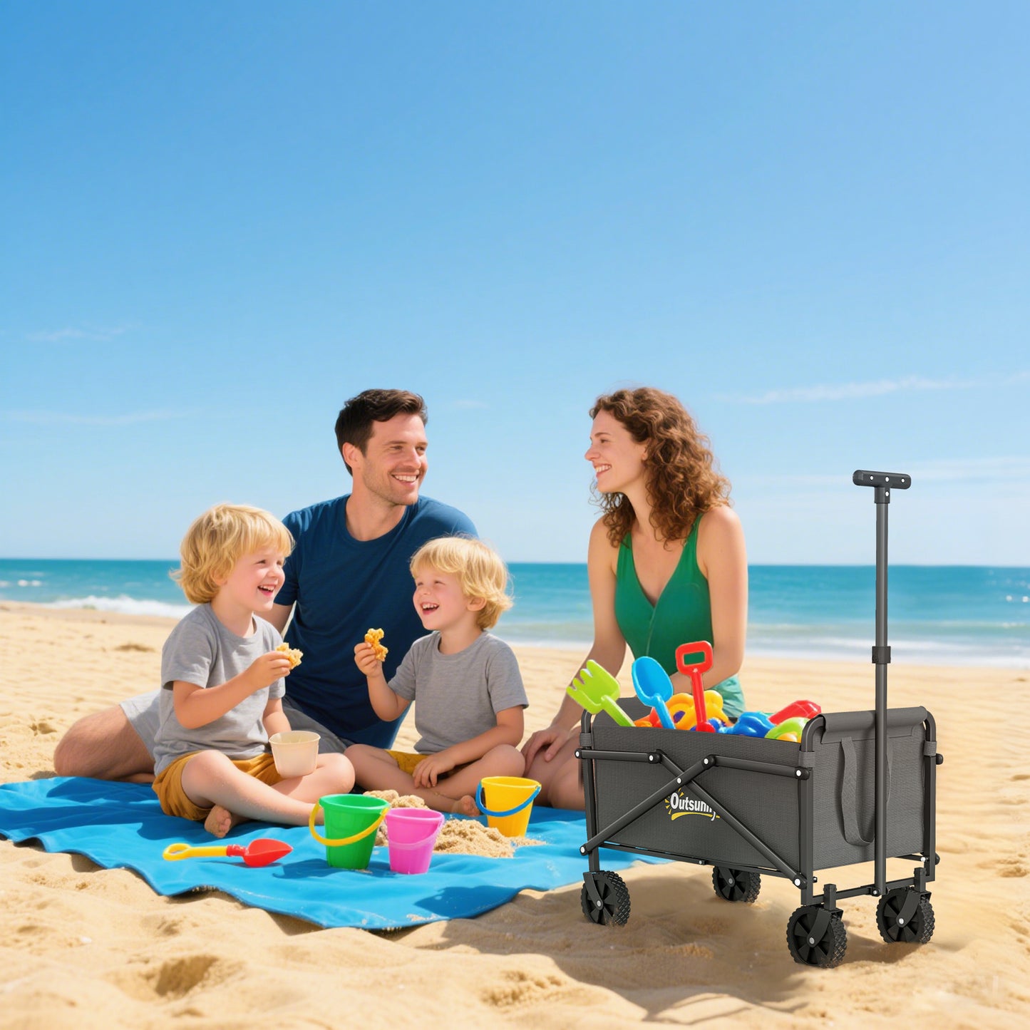 62L Festival Trolley on Wheels, Portable Small Folding Trolley Cart