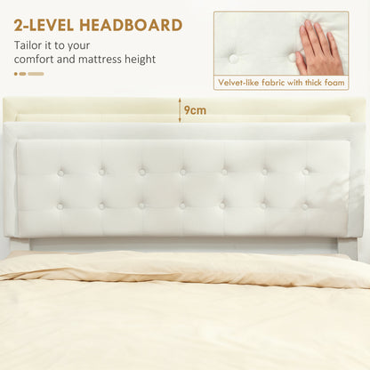 4ft6 Double Ottoman Bed Frame, with Front Drawer - Cream